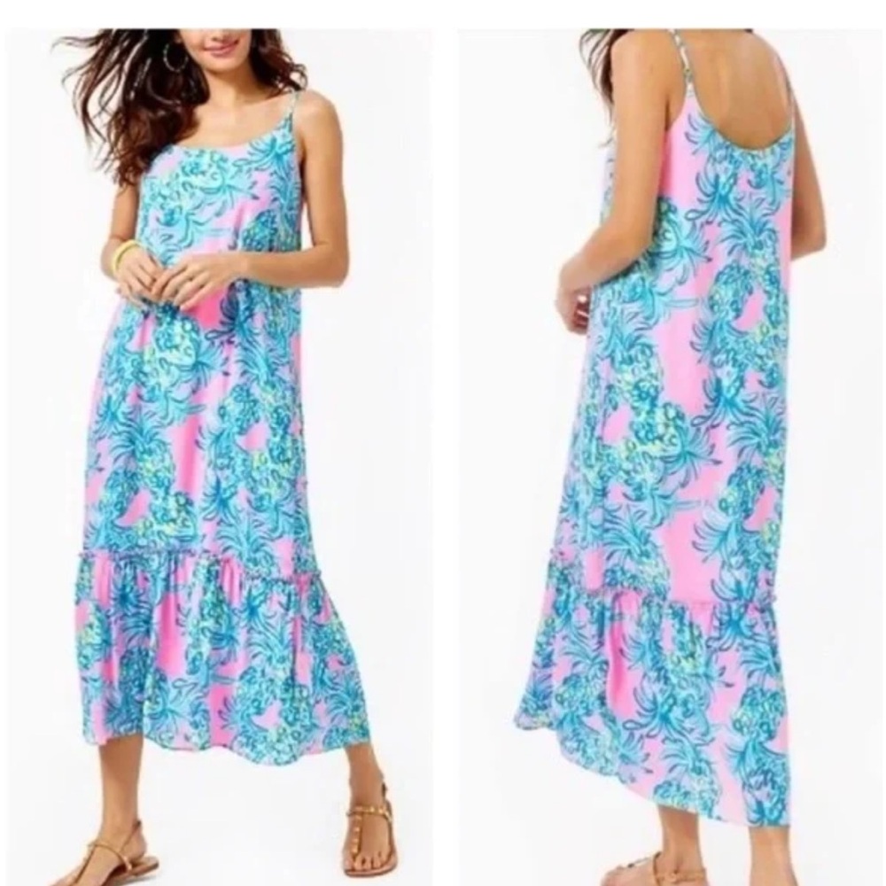Lilly Pulitzer Winni Midi Dress Size XL Pelican Pink Beat the Heat